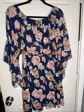 Floral Navy Off-Shoulder Mini Dress